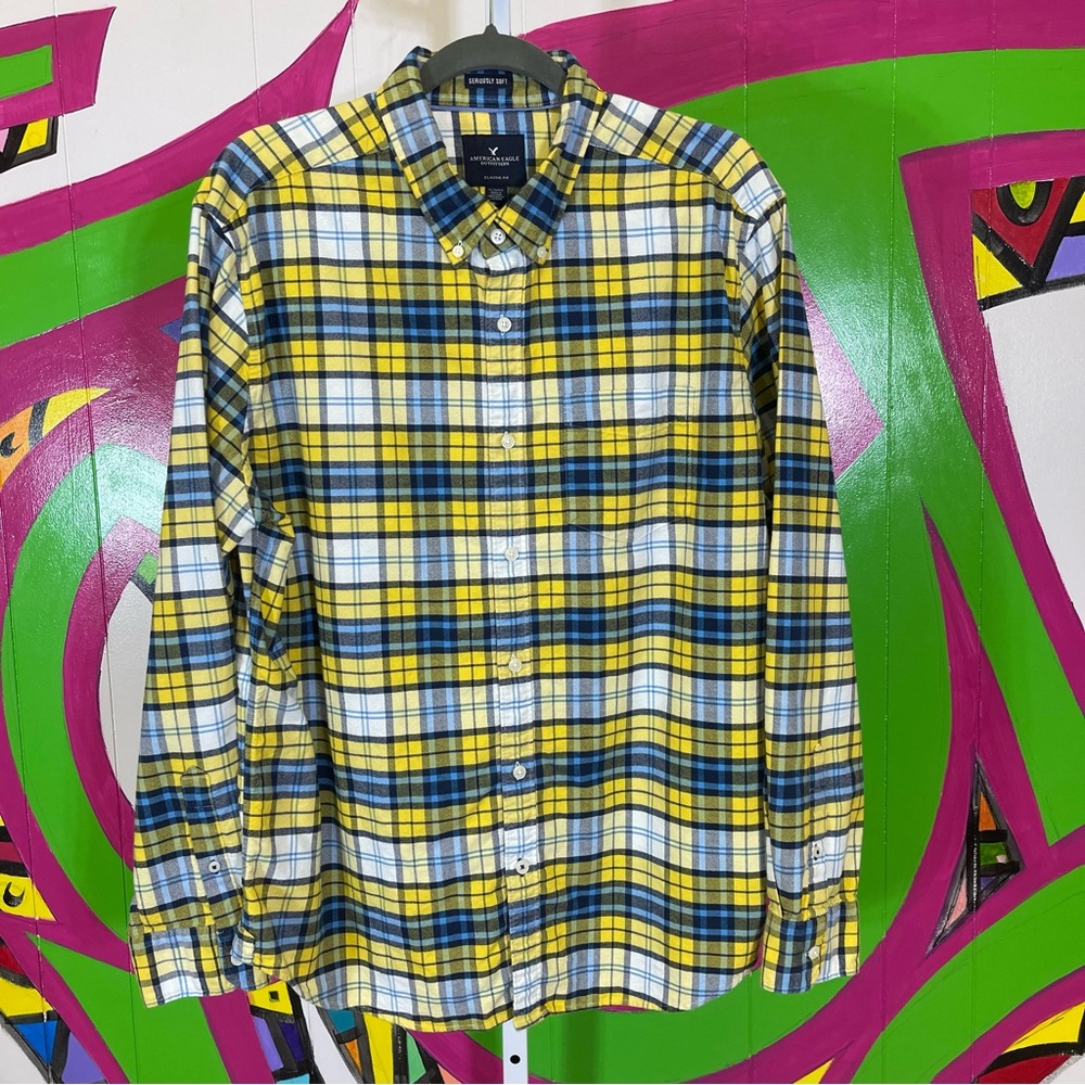 American Eagle Outfitters, Seriously Soft Classic Fit, Plaid Button Down Size XL